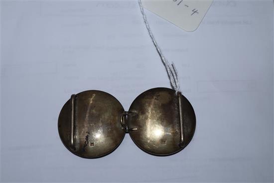 A Japanese Satsuma pottery belt buckle, c.1910 width 9cm